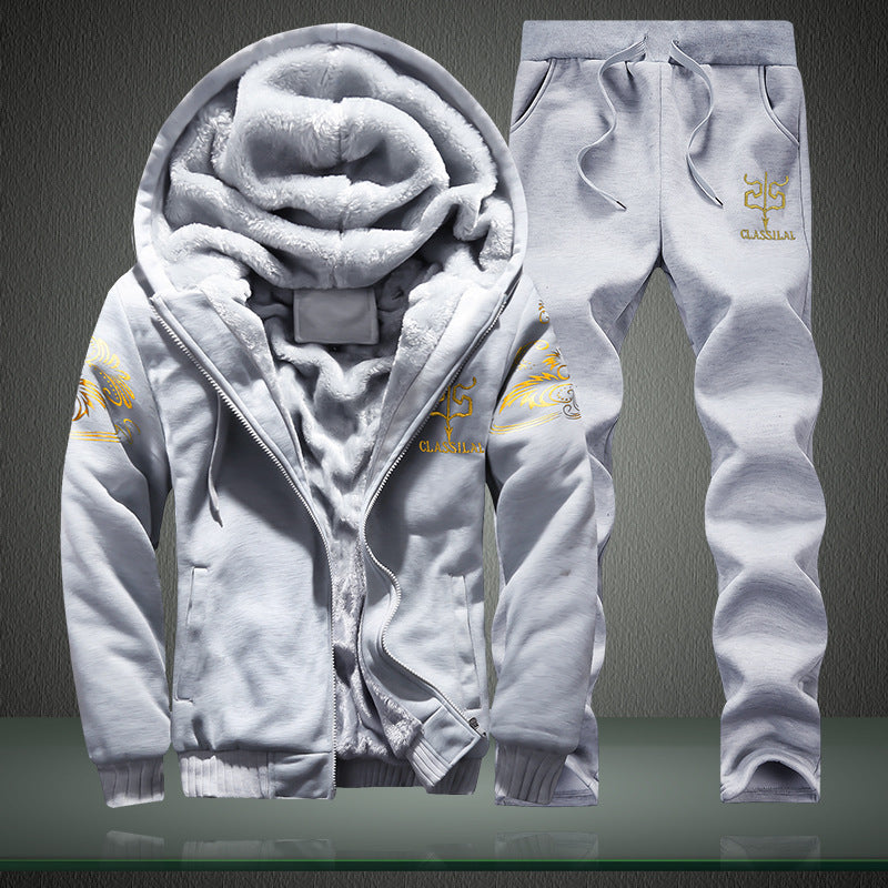 men's winter jogging pants and jacket set sport running hiking suits