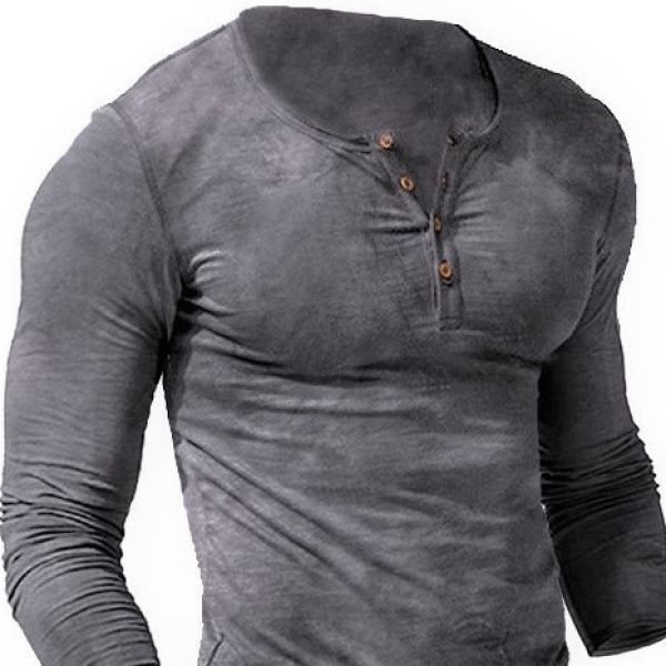 Men'S Outdoor Tactics Print Long Sleeve V-Neck Shirt