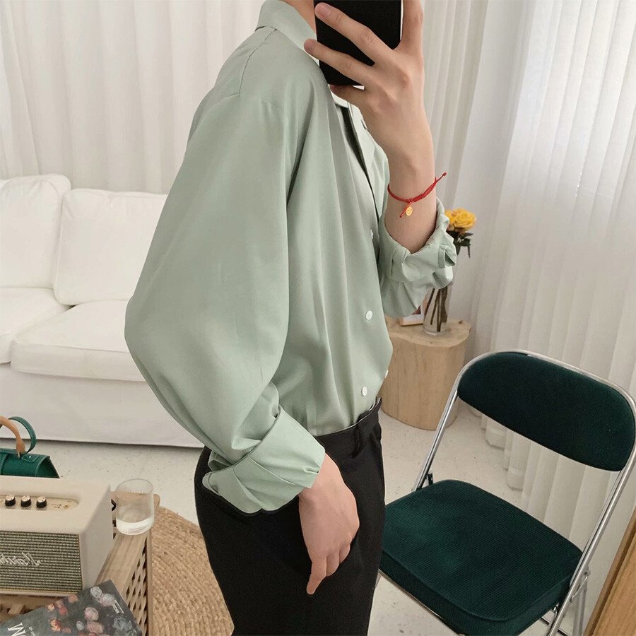 Men's Casual Fashion Shirts Light Green L