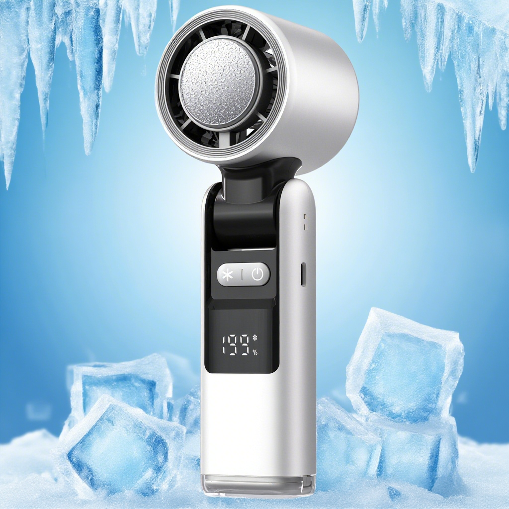 Portable Handheld Turbo Fan with Ice Cooling Plate & LED Light