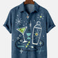 Men's cold drink color matching printed shirt