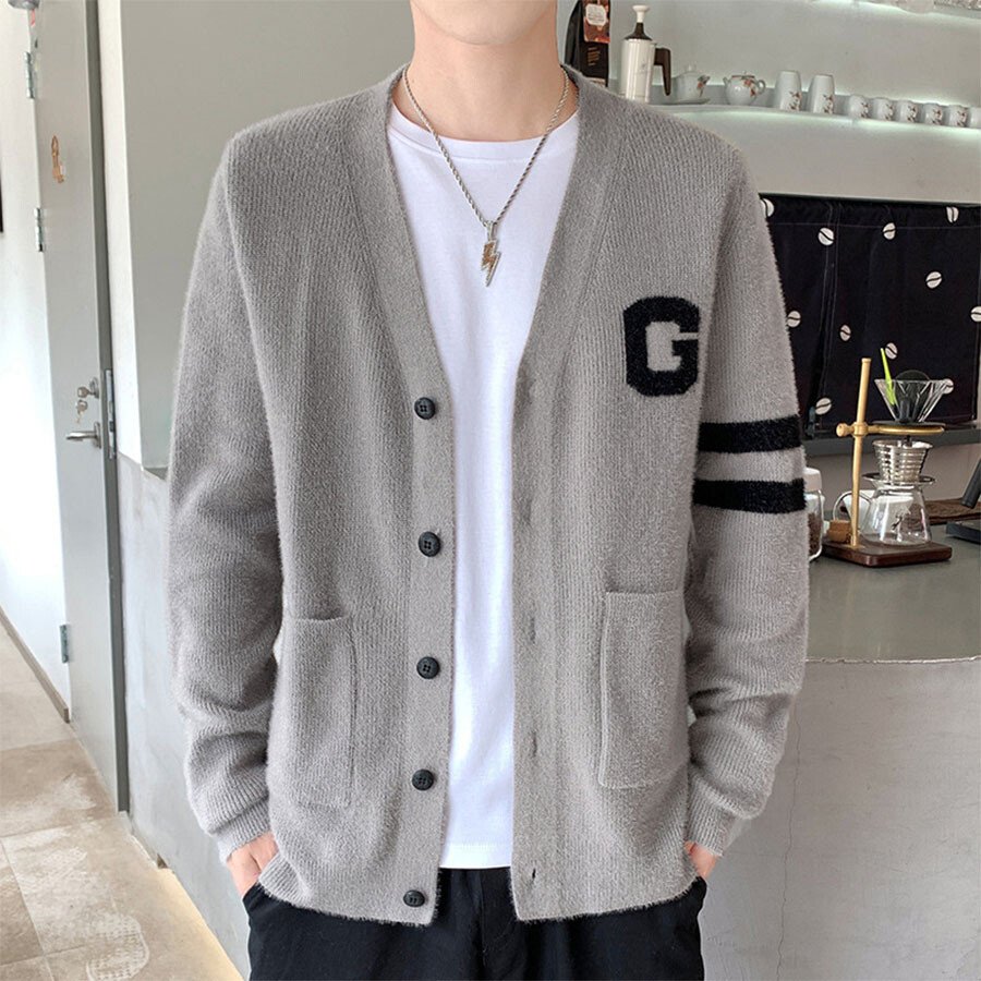 Men's Casual Knitted Cardigan Top Green XL