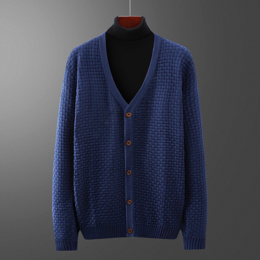 Men's  Cardigan Long Sleeve Sweater Black M
