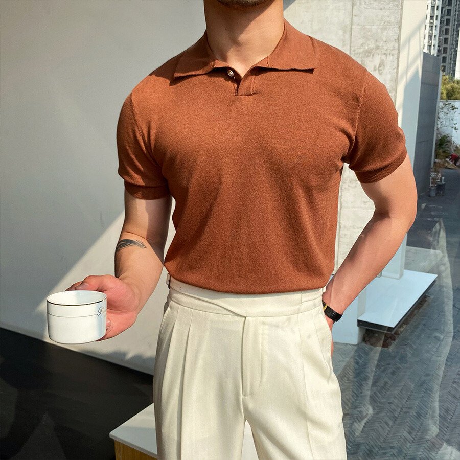 Men's Casual Short Sleeve Knit T-Shirt White 2XL