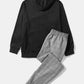 Mens Glen Plaid Stitching Drawstring Hoodie Casual Long Two Pieces Outfits