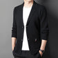 Men's Casual Knitted Cardigan Top Black 3XL