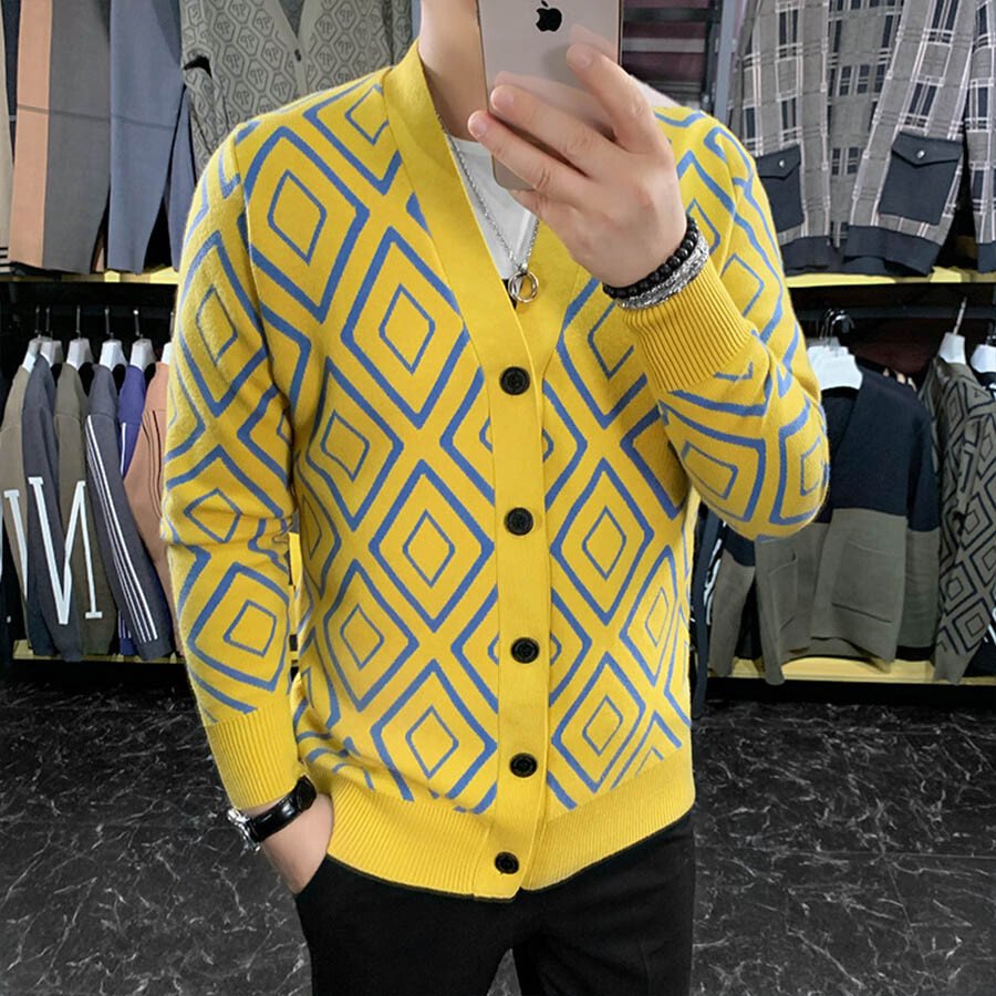 Men's Casual Knitted Cardigan Top White 2XL
