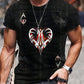 Men's creative playing cards printed short-sleeved round neck T-shirt
