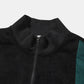 Mens Corduroy Letter Embroidery Patchwork Zip Pullover Sweatshirt Two Pieces Outfits