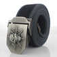 Men'S Skull Thicken Extended Canvas Training Belt Outdoor Sports Belt