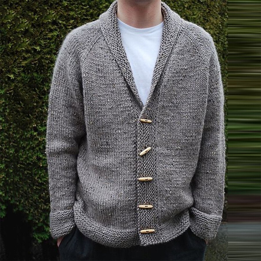 Men's Casual Long-Sleeved Knitted Cardigan Sweater Jacket As shown M