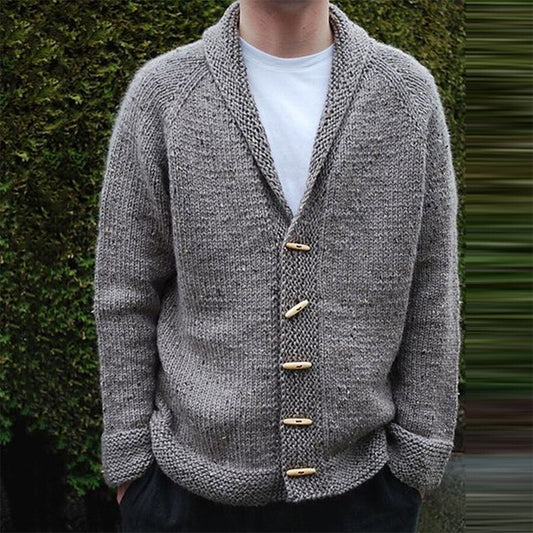 Men's Casual Long-Sleeved Knitted Cardigan Sweater Jacket As shown M