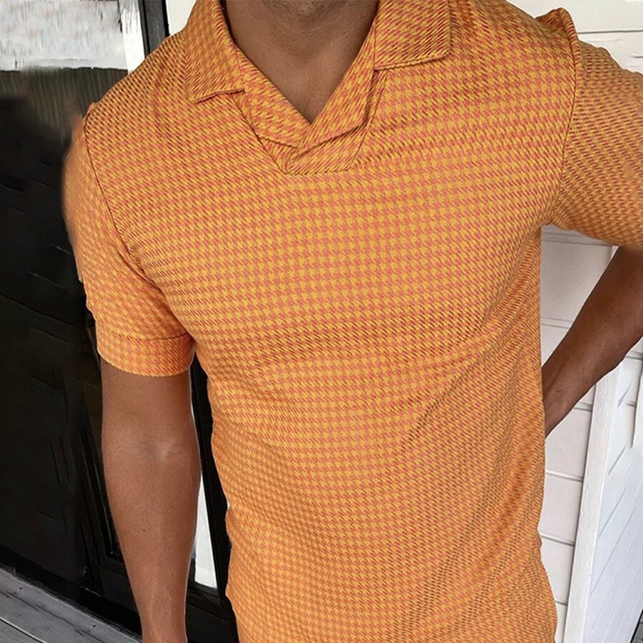 Men's Casual Short Sleeve T-Shirt POLO Shirt Orange S