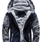 Man Casual Fleeced Hoodie Color-block Coats