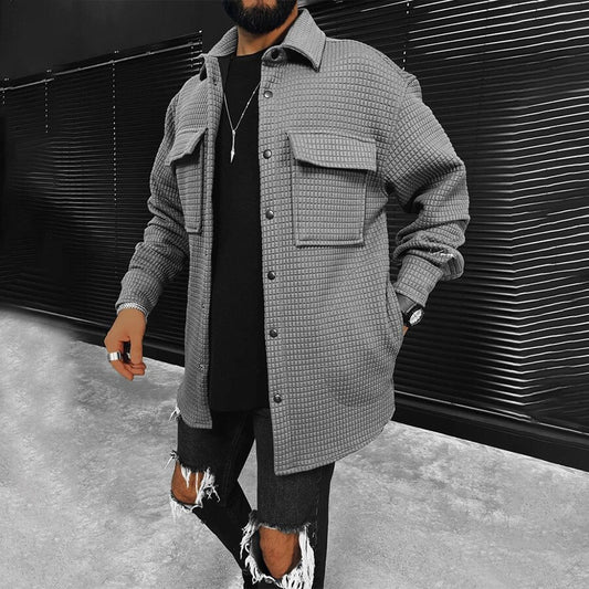 Men's Casual Warm Long Sleeve Coat Dark Grey M
