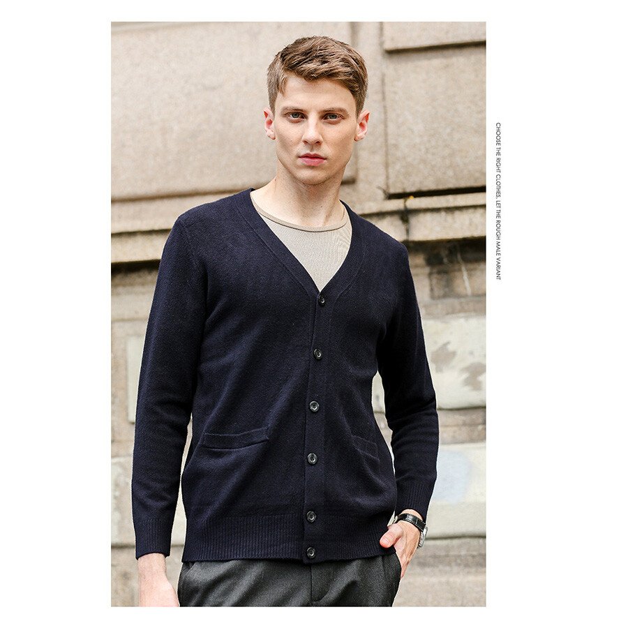 Men's Casual Knitted Cardigan Top Black XL