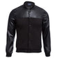 Men's Stand Collar Jacket Stylish Patchwork Design Slim Fit