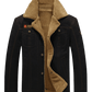 Men's Solid Color Appliques Button Up Plush Jacket Coat