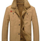 Men's Solid Color Appliques Button Up Plush Jacket Coat