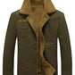 Men's Solid Color Appliques Button Up Plush Jacket Coat