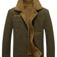 Men's Solid Color Appliques Button Up Plush Jacket Coat