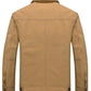 Men's Solid Color Appliques Button Up Plush Jacket Coat