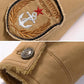Men's Solid Color Appliques Button Up Plush Jacket Coat