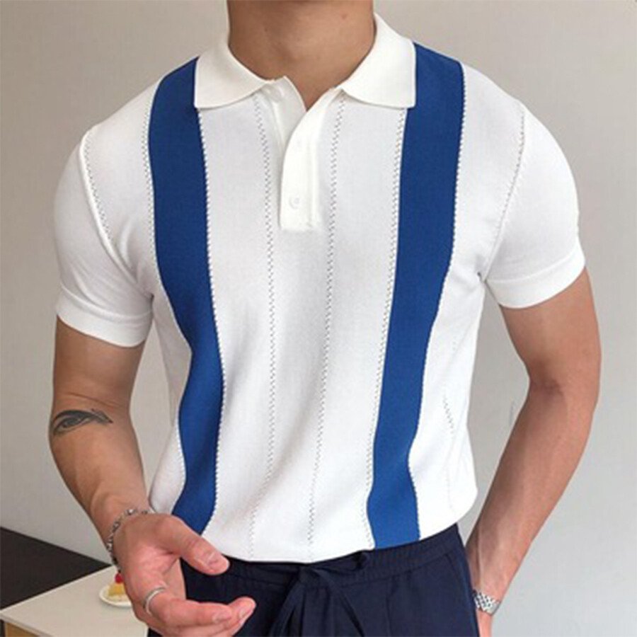 Men's Striped Short Sleeve Knit T-shirt White S