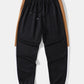 Mens Color Block Stitching Hoodie Long Preppy Two Pieces Outfits