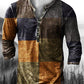 Men's Vintage Casual Henley Collar Long Sleeve T-Shirt 1 M