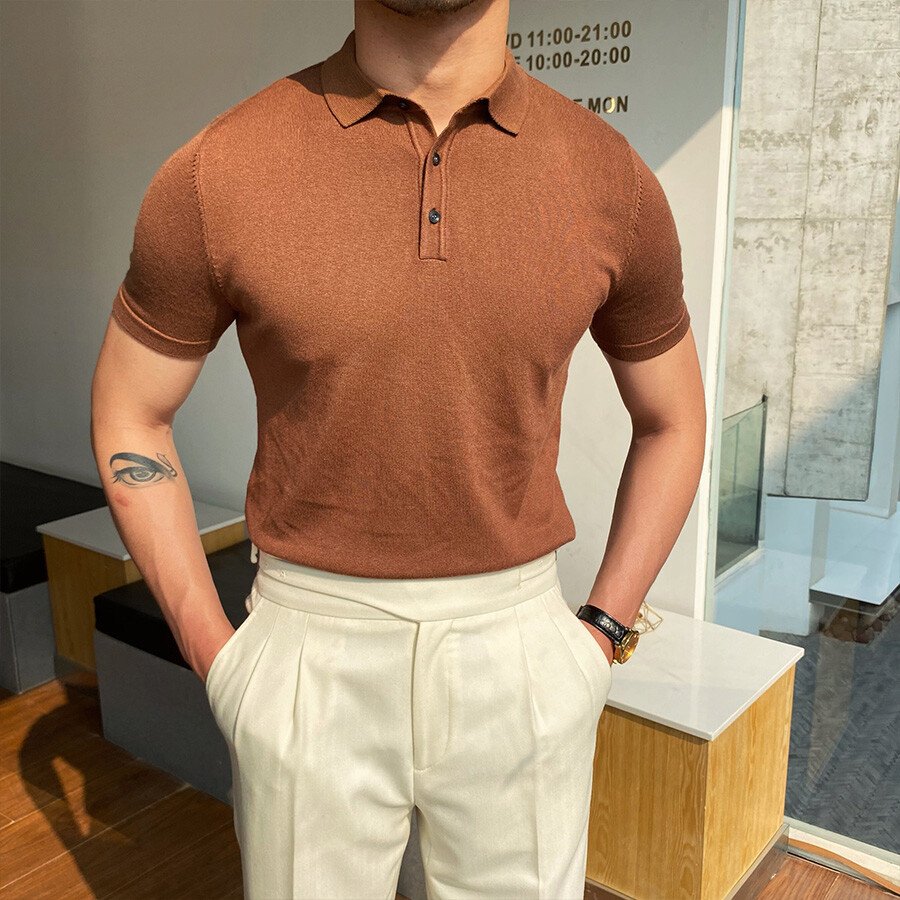 Men's Casual Short Sleeve Knit T-Shirt Black 2XL