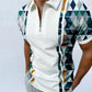Men's geometric print casual polo shirt