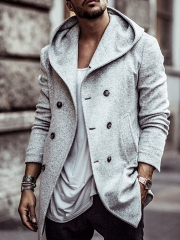Men's Hooded Woolen Coat