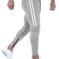 Men's Slim Stretch Waist Two-Bar Striped Print Sweatpants Black XL
