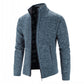 Stand Collar Long Sleeve Cotton Sweater Light Gray L