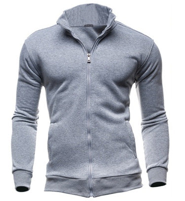 Sweatshirt Zipper Stand Collar Sweater Jacket Men's Solid Color Cardigan