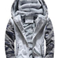 Man Casual Fleeced Hoodie Color-block Coats