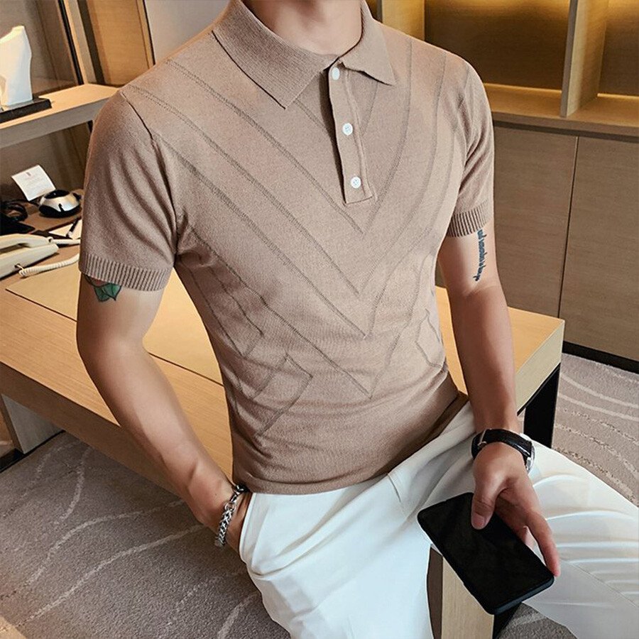 Men's Solid Color Short-Sleeved Sweater T-Shirt White S