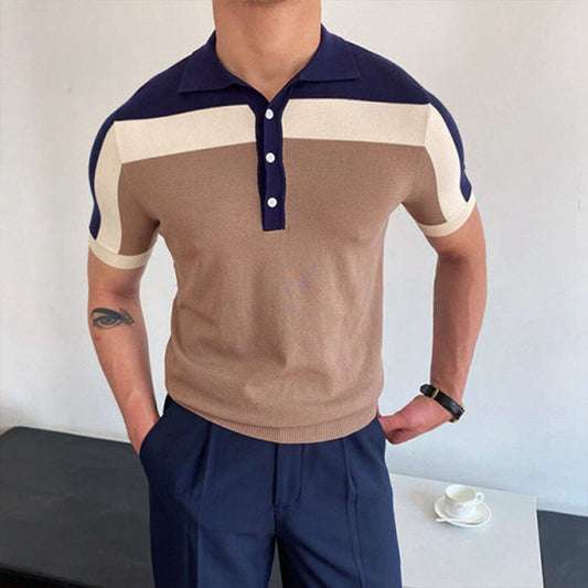 Men's Colorblock Short Sleeve Knit T-Shirt Khaki S
