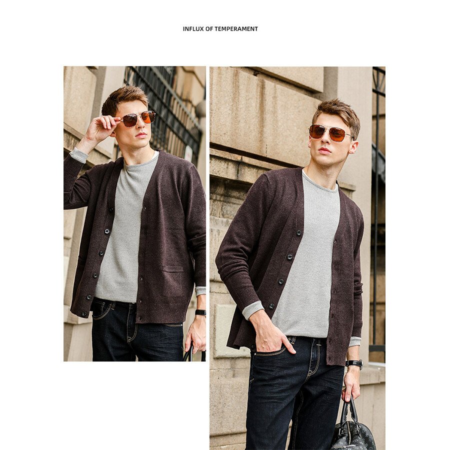 Men's Casual Knitted Cardigan Top Grey 2XL