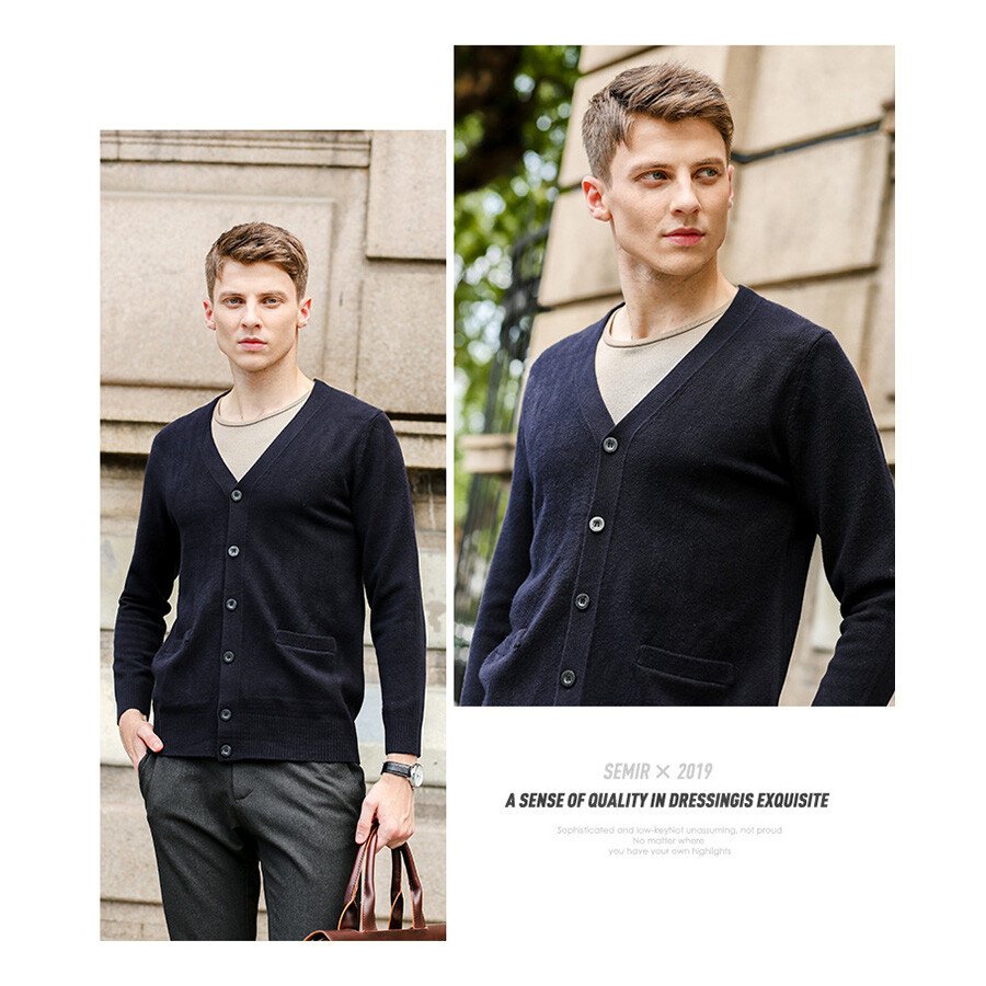Men's Casual Knitted Cardigan Top Grey M