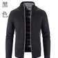 Stand Collar Long Sleeve Cotton Sweater Black XL