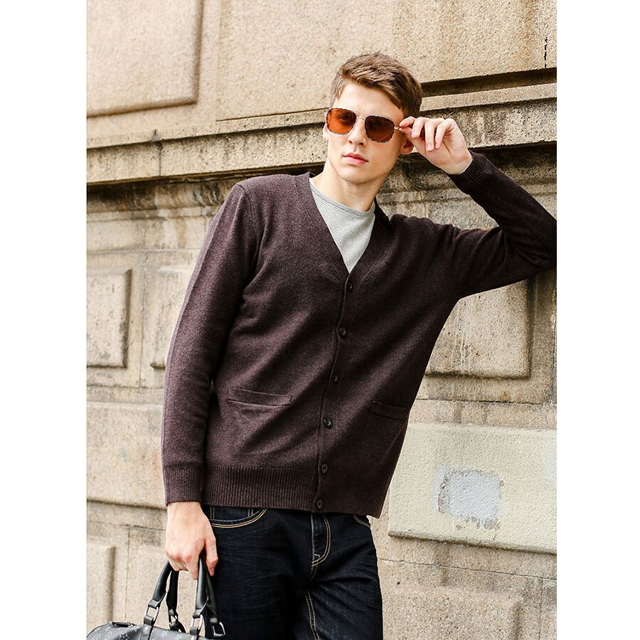 Men's Casual Knitted Cardigan Top Grey L