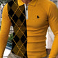 Men's casual retro geometric long-sleeved polo shirt