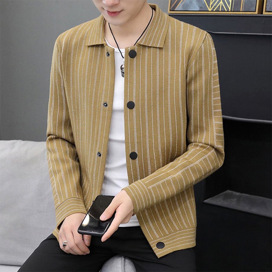 Men's Casual Knitted Cardigan Top Black XL