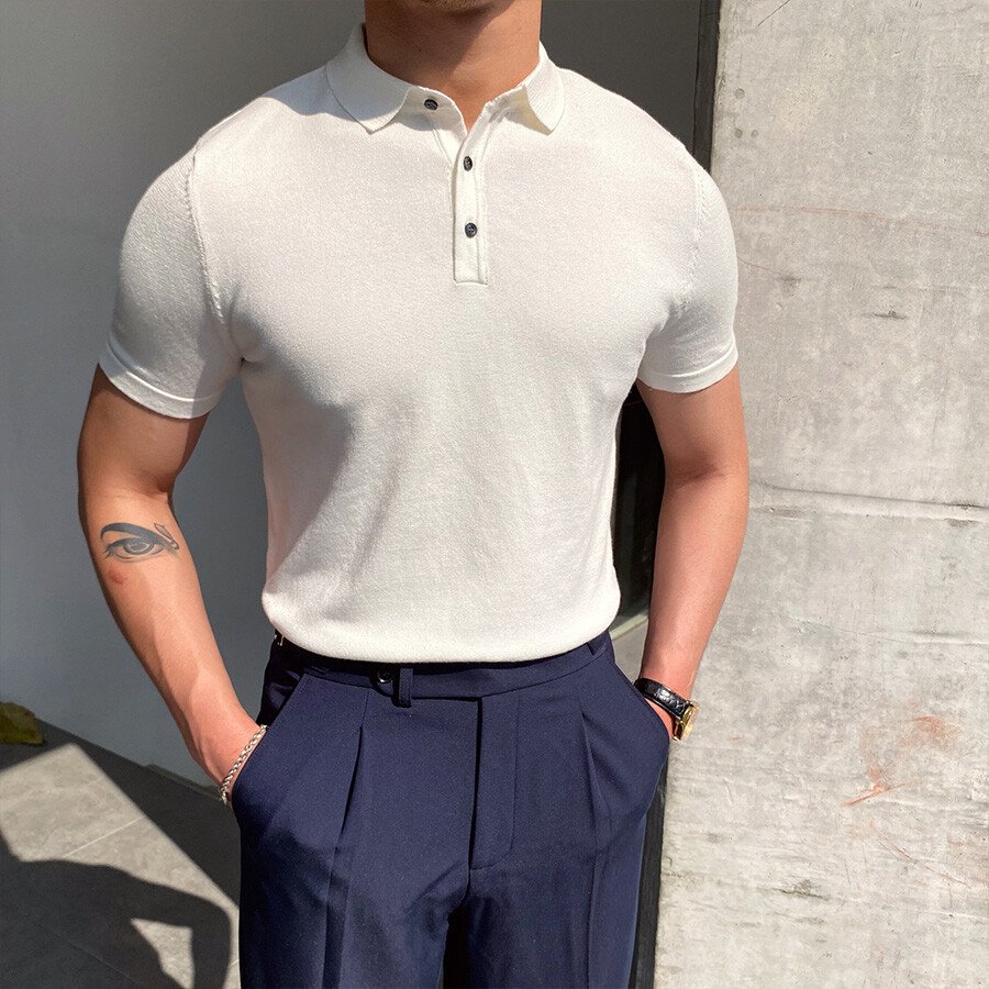 Men's Casual Short Sleeve Knit T-Shirt Black L