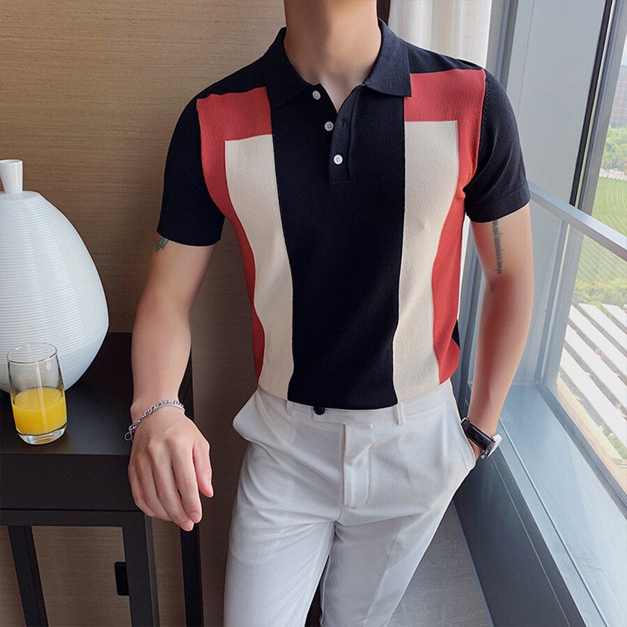 Men's Colorblock Short Sleeve Knit T-Shirt Black M