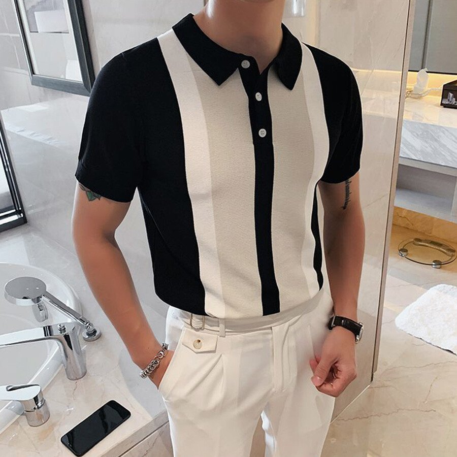 Men's Colorblock Short Sleeve Knit T-Shirt Black M
