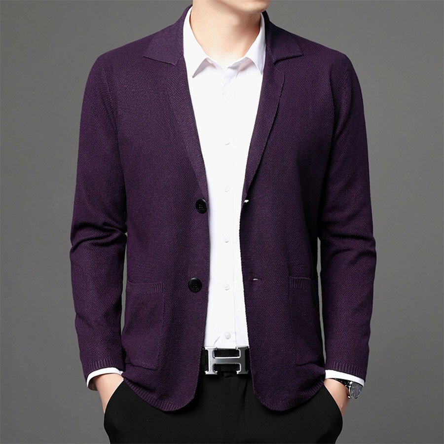 Men's Casual Knitted Cardigan Top Black XL