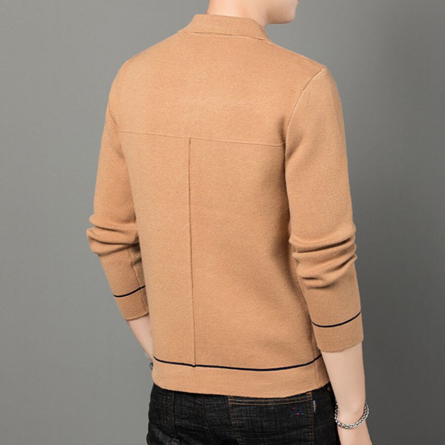 Men's Casual Knitted Cardigan Top Black XL
